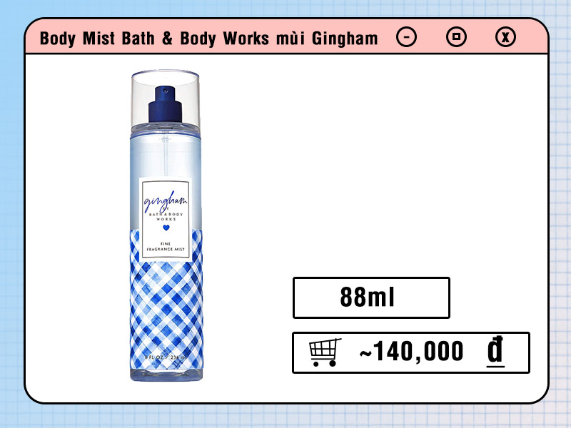 Body Mist Bath & Body Works mùi Gingham